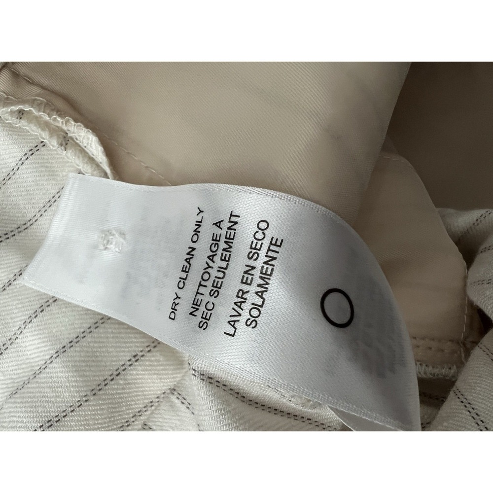 NEW Frame Pleated Cuff Linen Blend Twill Blanc Multi Pinstriped Shorts 8 - Picture 4 of 8